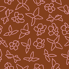 Hand drawn minimal abstract flower pattern. Collage contemporary print. Fashionable template for design. 