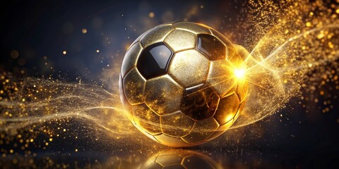 Fototapeta premium golden soccer ball on black background
