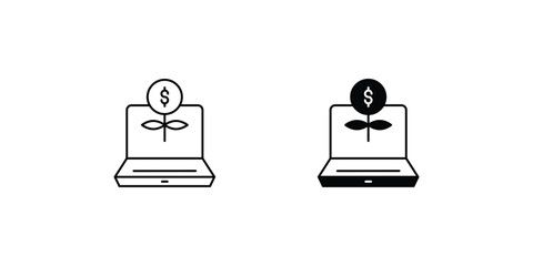 return of investment set icon with white background vector stock illustration