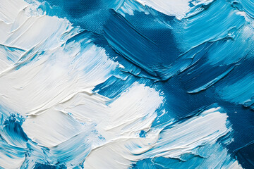 Abstract Blue and White Acrylic Paint Texture
