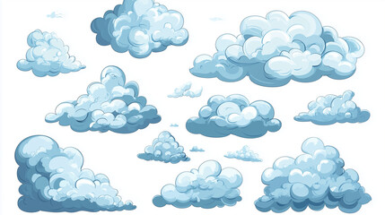 Set of clouds cartoon style isolated on white illustration. cartoons. Illustrations
