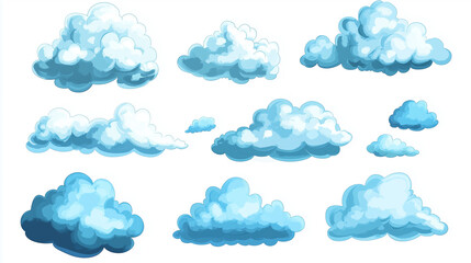 Set of clouds cartoon style isolated on white illustration. cartoons. Illustrations

