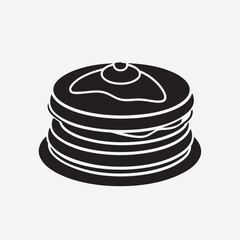 Pancake Stack Black Icon on White Background - Simple Breakfast Food Vector Design