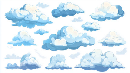 Set of clouds cartoon style isolated on white illustration. cartoons. Illustrations
