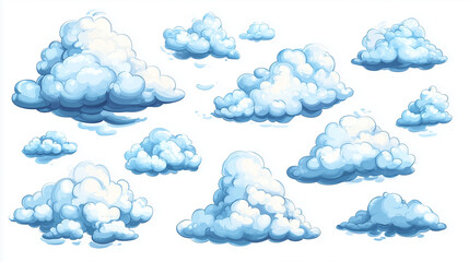Set of clouds cartoon style isolated on white illustration. cartoons. Illustrations
