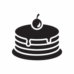 Pancake Stack Black Icon on White Background - Simple Breakfast Food Vector Design