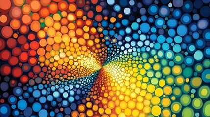 Bright abstract dots and circles forming a dynamic pattern