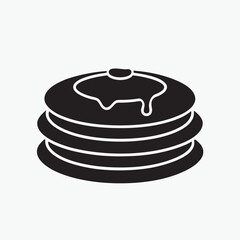 Pancake Stack Black Icon on White Background - Simple Breakfast Food Vector Design
