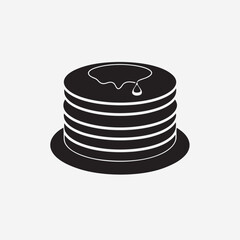 Pancake Stack Black Icon on White Background - Simple Breakfast Food Vector Design