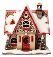 PNG Christmas putz house gingerbread christmas white background.