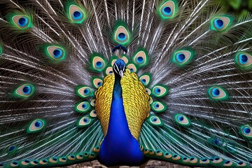 Obraz premium Stunning Peacock Portrait Captured in Natural Habitat
