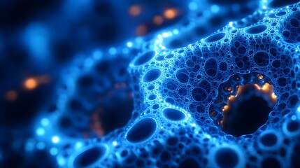Abstract Blue Bubbles Background, 3D Render, Macro