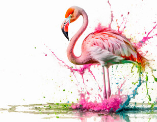 Naklejka premium Lively flamingo bird