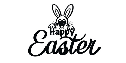 happy easter bunny vector text