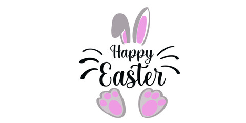 happy easter vector text with bunny ears