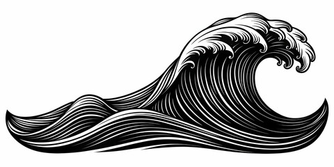 Doodle-style black wave moving back and forth, doodle, black, wave, moving, back and forth, line art, abstract, artistic
