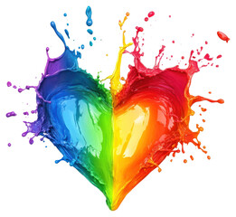 Rainbow splash art effect heart.