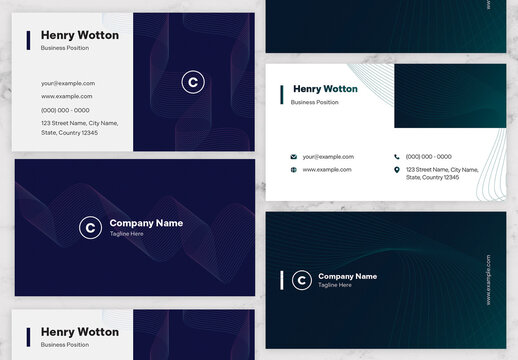 Gradient Blue and White Business Card 