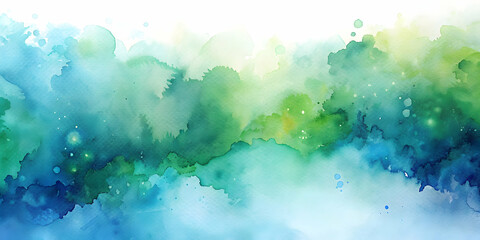 Fototapeta premium Abstract watercolor background in shades of blue and green , watercolor, abstract, background, texture, artistic, paint, blue, green