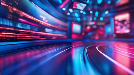 red blue motion blur abstract background broadcasting studio with gradient light gradient glow background