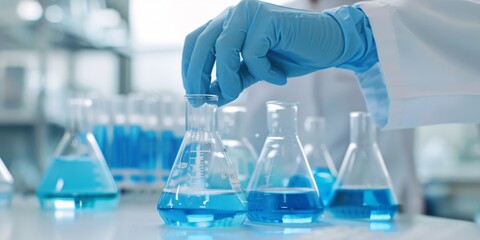 Scientist conducting a liquid experiment in a laboratory