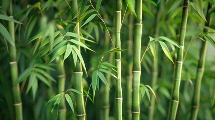 Naklejka premium A close-up view of a group of bamboo plants, highlighting their texture and shape