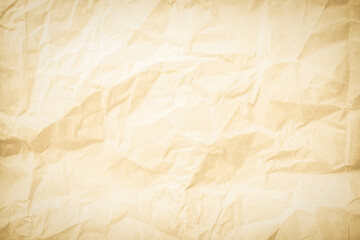 Old paper vintage texture surface for background. Recycle pale brown paper crumpled texture, Cream color recycled kraft paper texture blank with copy space for text.
