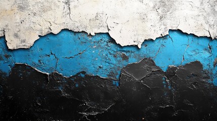 Obraz premium Abstract High Contrast Background with Black, Blue, and White Concrete Streaked Banner and Cracked Concrete Texture for Modern Design Projects