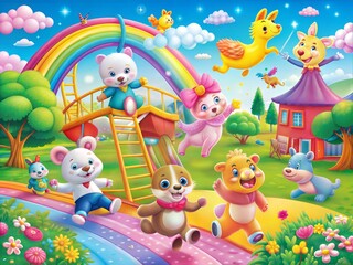 Obraz premium Colorful animals jumping