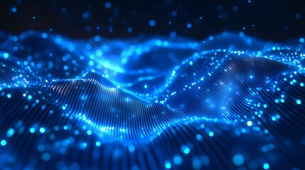 Abstract Blue Digital Wave Background
