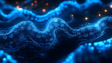 Abstract Blue Digital Wave Background