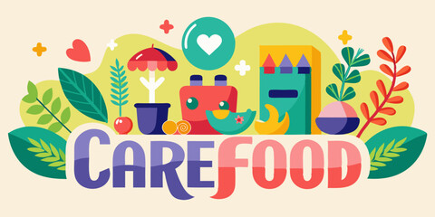 Vibrant care food concept with colorful elements for healthy living and adventure