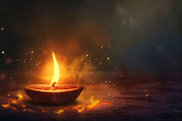 A single lit candle placed on a table, perfect for indoor or outdoor use as decorative lighting