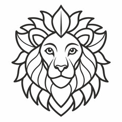 Lion's head Mandalas outline silhouette vector art illustration
