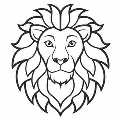 Lion's head Mandalas outline silhouette vector art illustration
