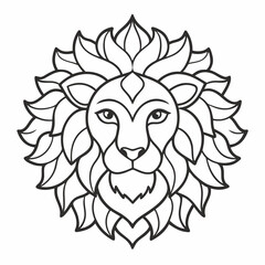 Lion's head Mandalas outline silhouette vector art illustration
