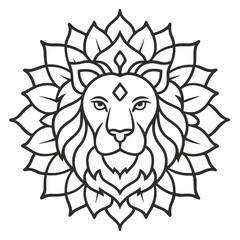 Obraz premium Lion's head Mandalas outline silhouette vector art illustration 