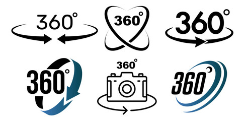 360 Degrees Rotation Icon Set, Rotate Symbol Flat Vector Illustration