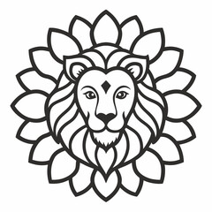 Lion's head Mandalas outline silhouette vector art illustration
