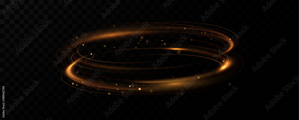 Poster Shiny vortex rings shimmer on a transparent background. Sparkling circles with light effect. Light circle swirl neon lighting effect, spiral light lines.trator Artwork	