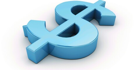 3D Dollar Sign. Blue Money Symbol on White Background with Finance Business Payment Message Bubble