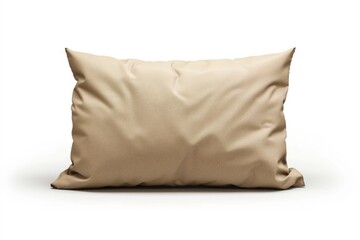 A simple beige pillow against a clean white background