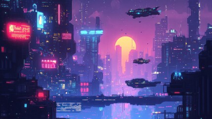 Futuristic Cityscape at Sunset
