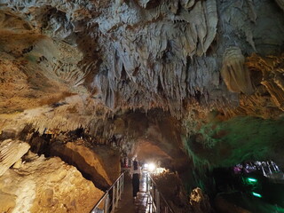 illuminated limestone cave