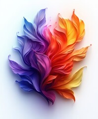 Naklejka premium Abstract swirling colorful leaves on white background.