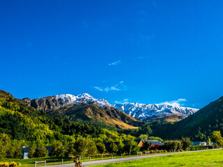 Snow capped mountains Arrowtown South Island, New Zealand