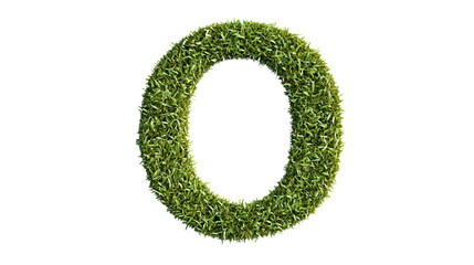 "O" letter created from green grass on transparent background