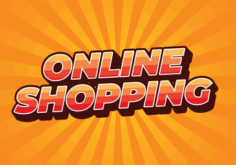 Online shopping. Text effect in 3D style with modern colors