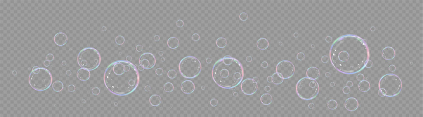Realistic soap bubbles.Flying bubbles on a transparent background.	