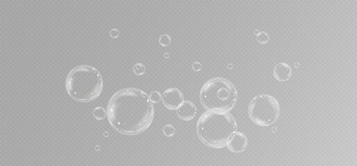 Realistic soap bubbles.Flying bubbles on a transparent background.	
